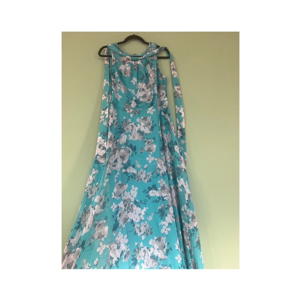 Floral Maxi Dress in Blue and White